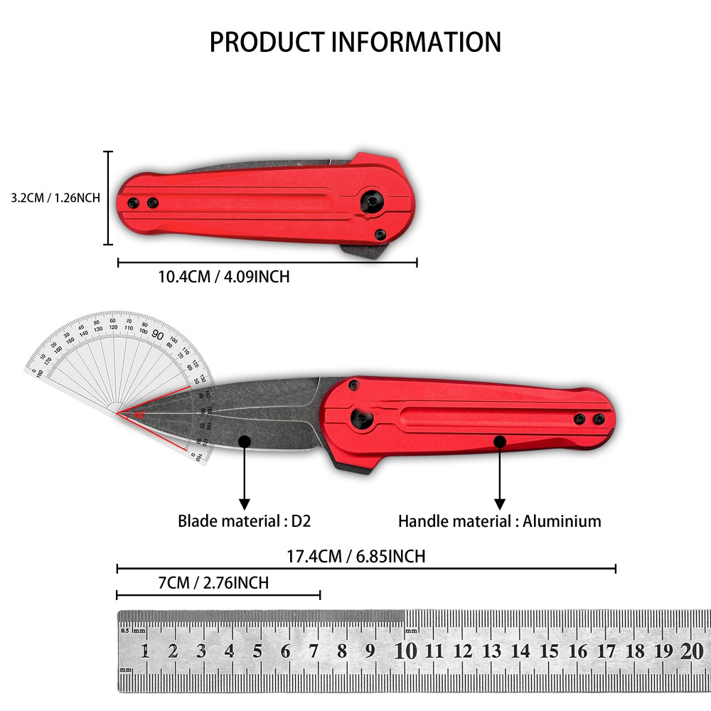 Red Handle Folding Pocket Knif - Edc Carry For Men recension och pris