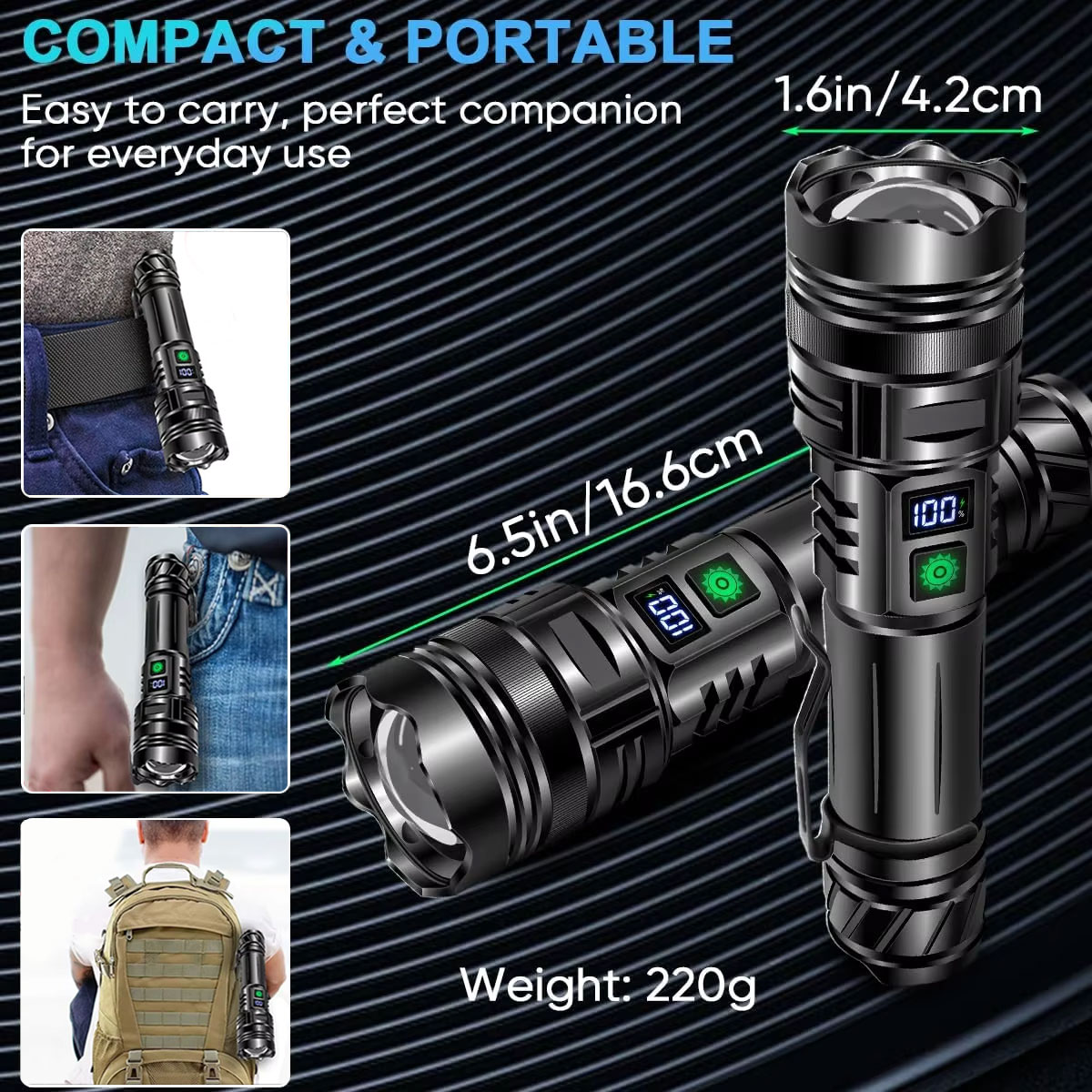 High Power LED Flashlight USB  - Edc Carry Pen recension och pris