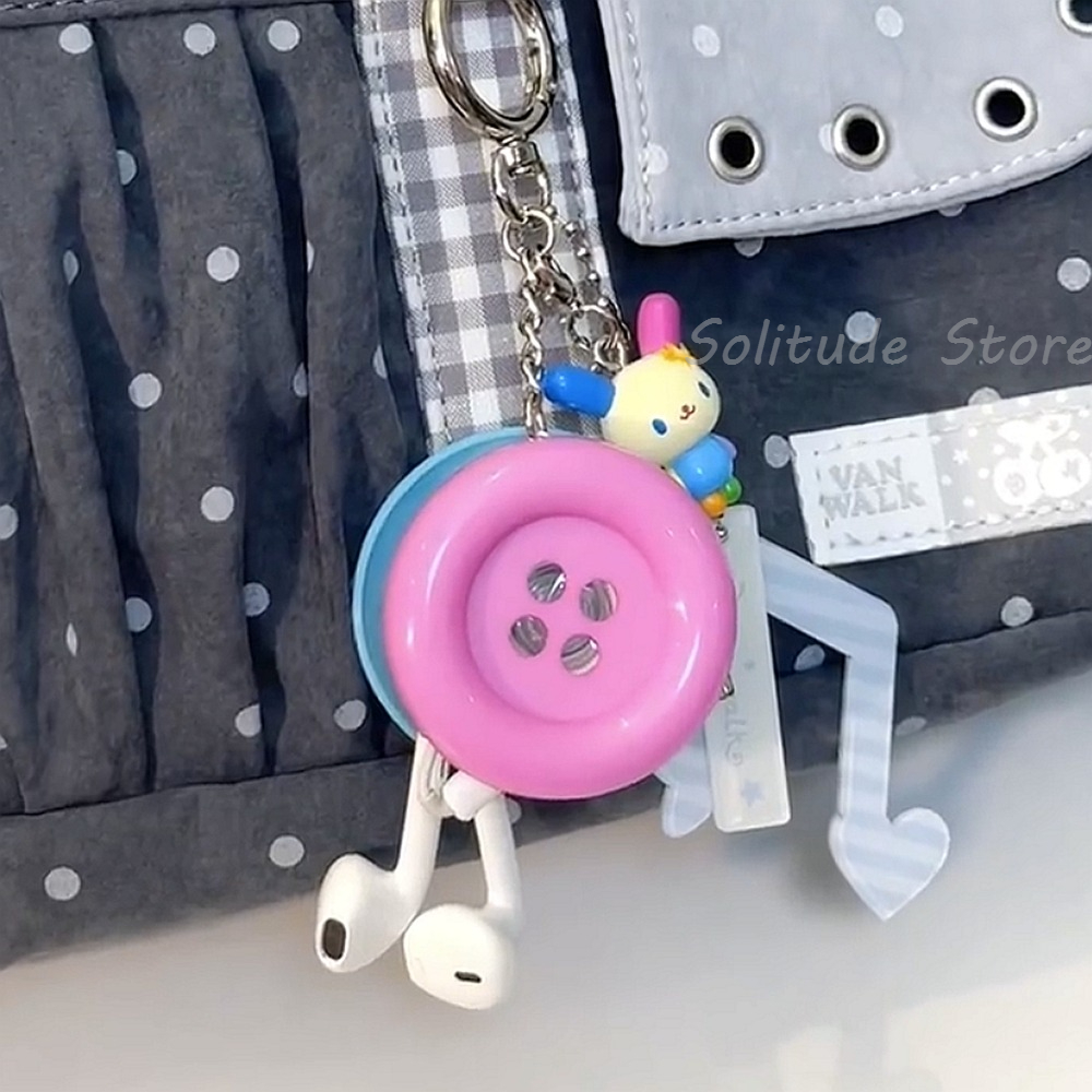 Retro Extra Large Button Wired - Cable Winder Keychain recension och pris