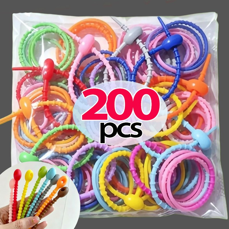 10/200Pcs Silicone Cable Ties  - Cable Winder Keychain recension och pris