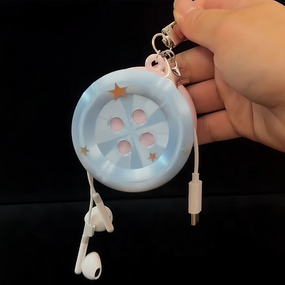 Portable Kawaii Button Cable O - Cable Winder Keychain recension och pris
